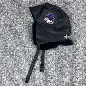 Bombshell Gear Boise State University Hat Broncos Leather Real Fur Trim Bomber